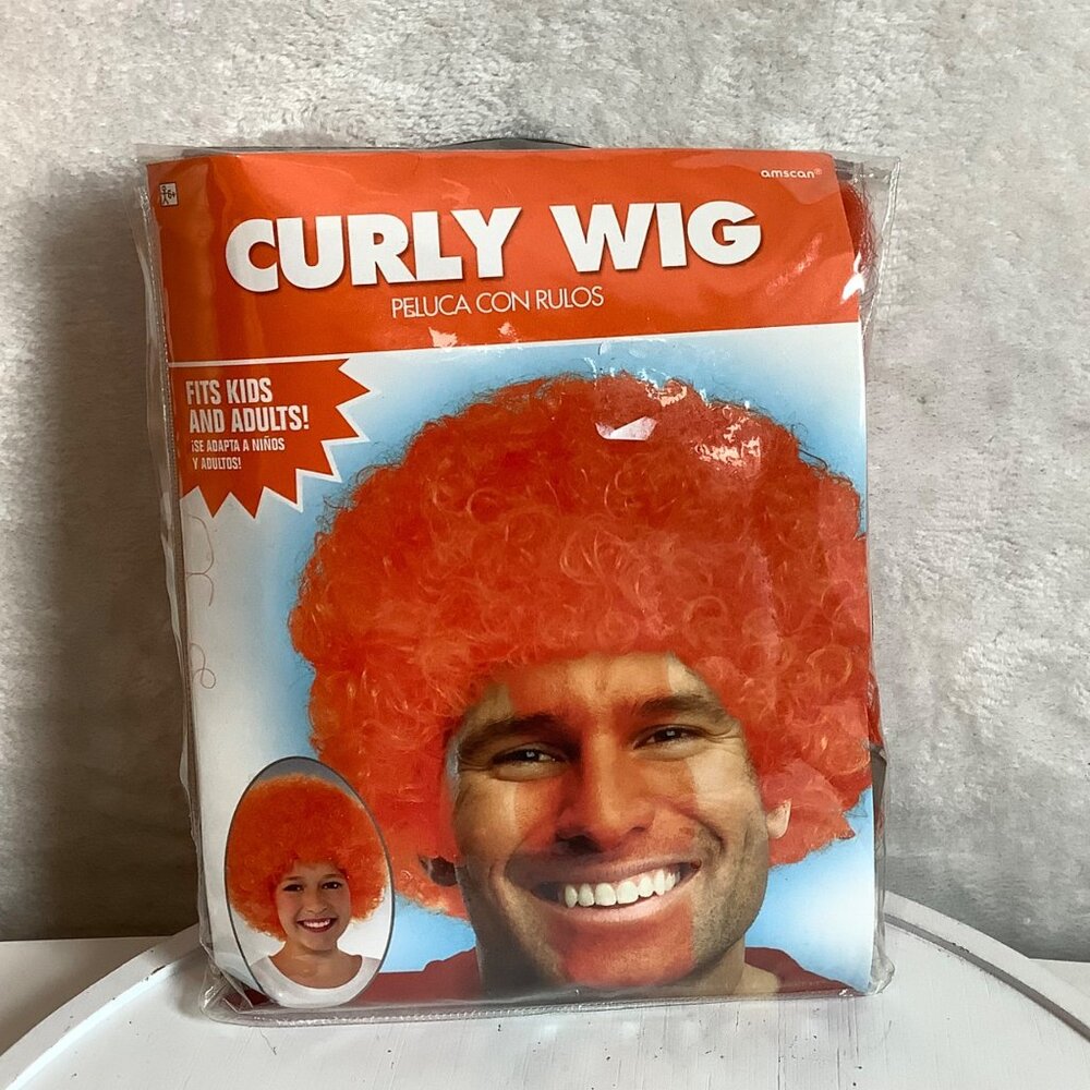 Orange Curly Wig Costume Accessory Kids & Adults By Omicron NEW Halloween